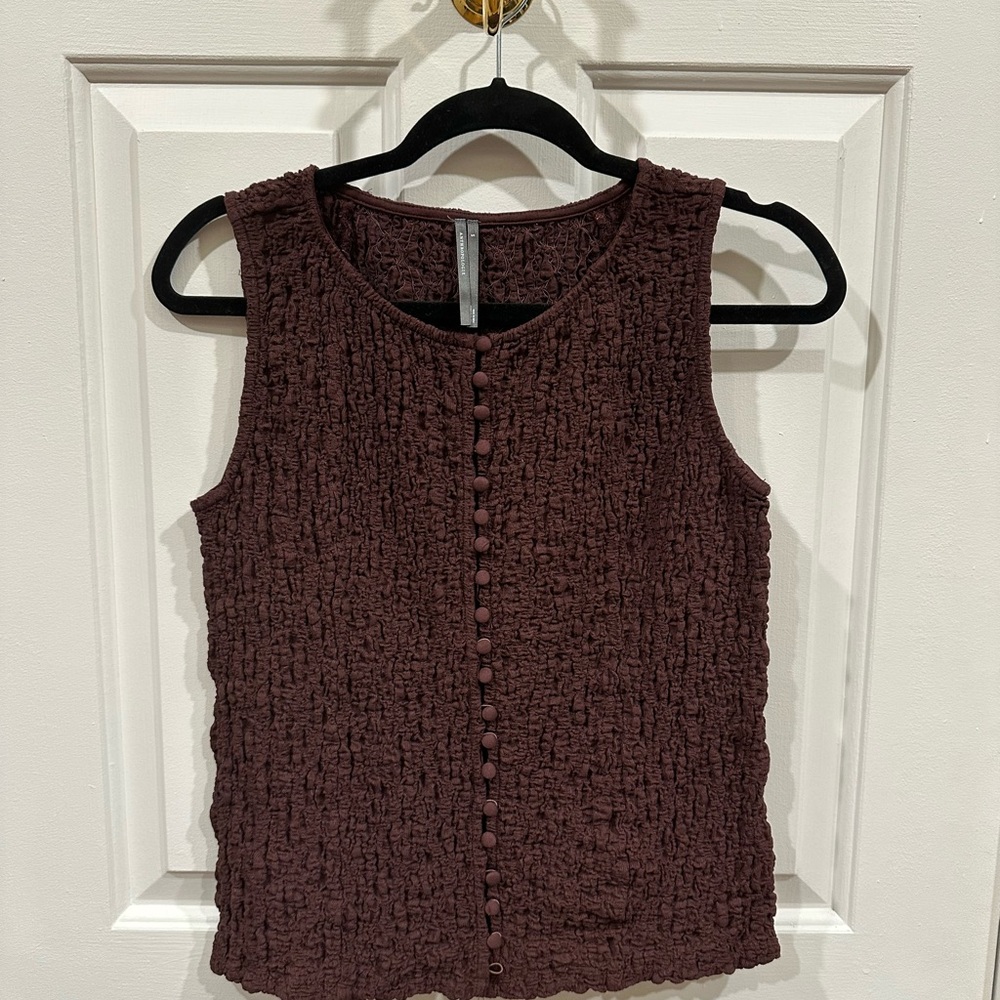 Anthropologie Sleeveless Textured Blouse - Rich Brown